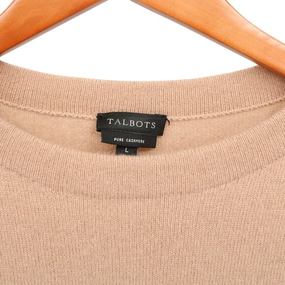 Talbots 100% Cashmere 3/4 Sleeve Light Brown Round Neck Pullover Sweater L - Picture 2 of 4